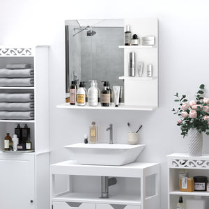 Pensile Bagno con Specchio e 3 Ripiani 60x10x48 cm MDF  Elisa Bianco