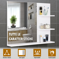 Pensile Bagno con Specchio e 3 Ripiani 60x10x48 cm MDF  Elisa Bianco