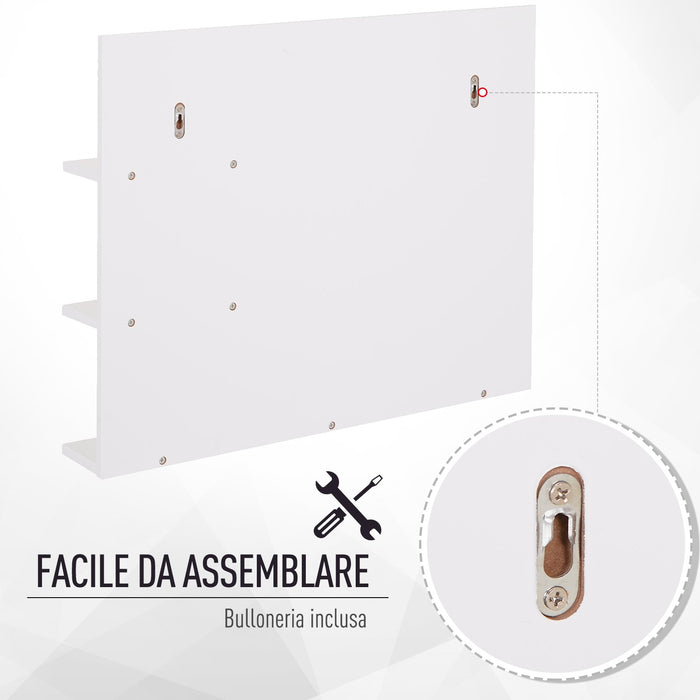 Pensile Bagno con Specchio e 3 Ripiani 60x10x48 cm MDF  Elisa Bianco