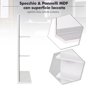 Pensile Bagno con Specchio e 3 Ripiani 60x10x48 cm MDF  Elisa Bianco