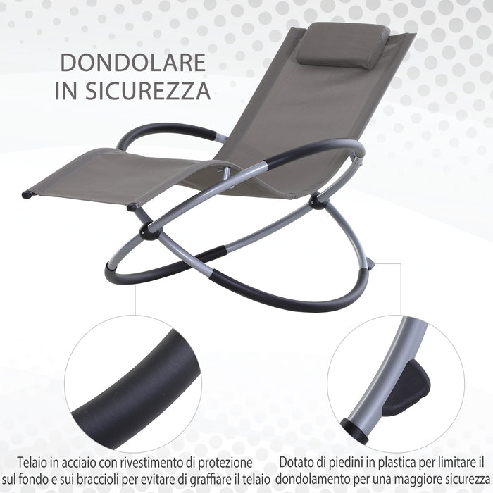 Sedia a Dondolo Pieghevole da Giardino 154x80x84 cm  Mag Grigio