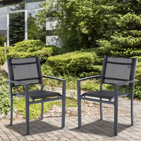 Set 2 Sedie da Giardino 64x58x87 cm in Textilene  Elegance Nero