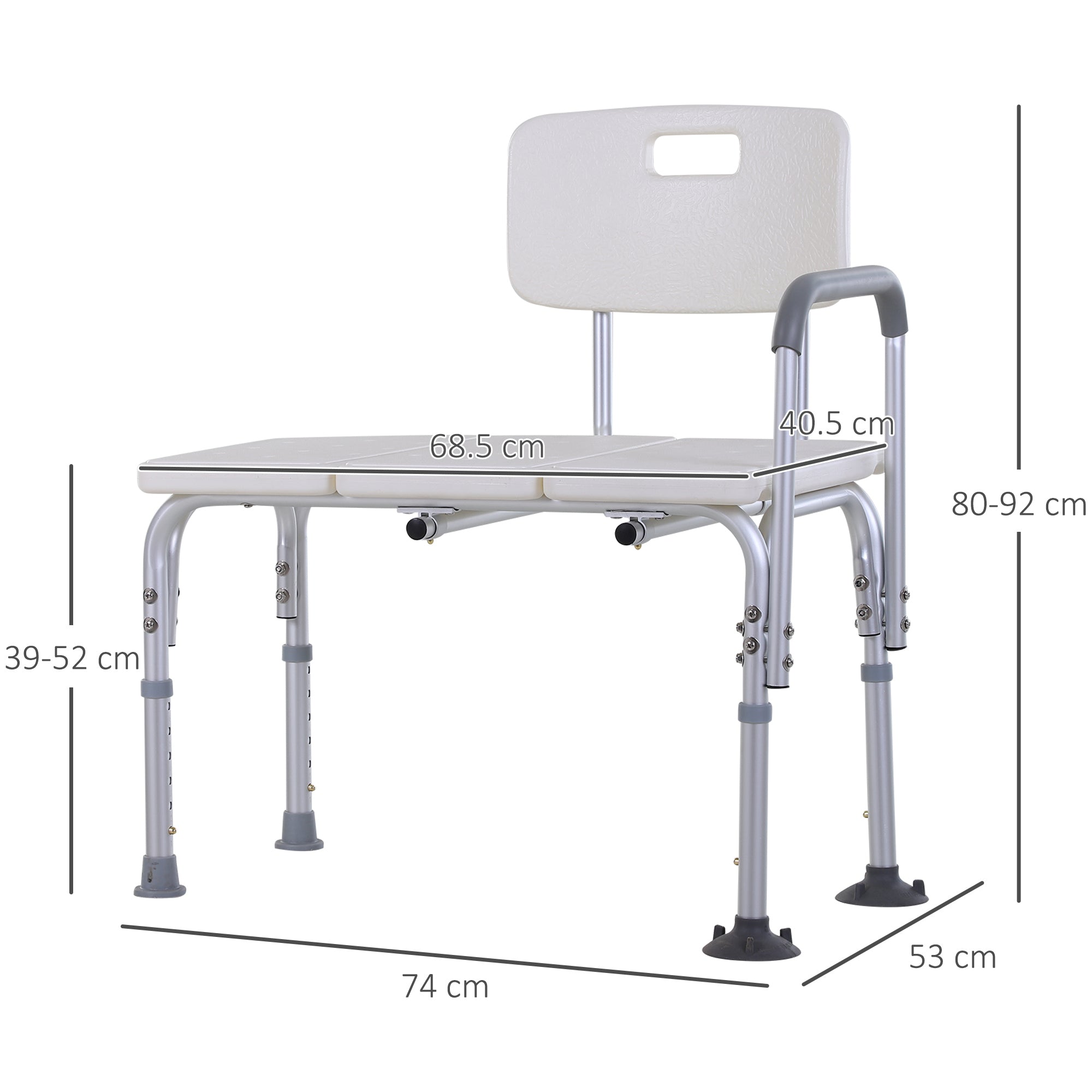 Sedia da Doccia Antiscivolo Altezza Regolabile 6 Livelli 79x57x80-92 cm  Comfy