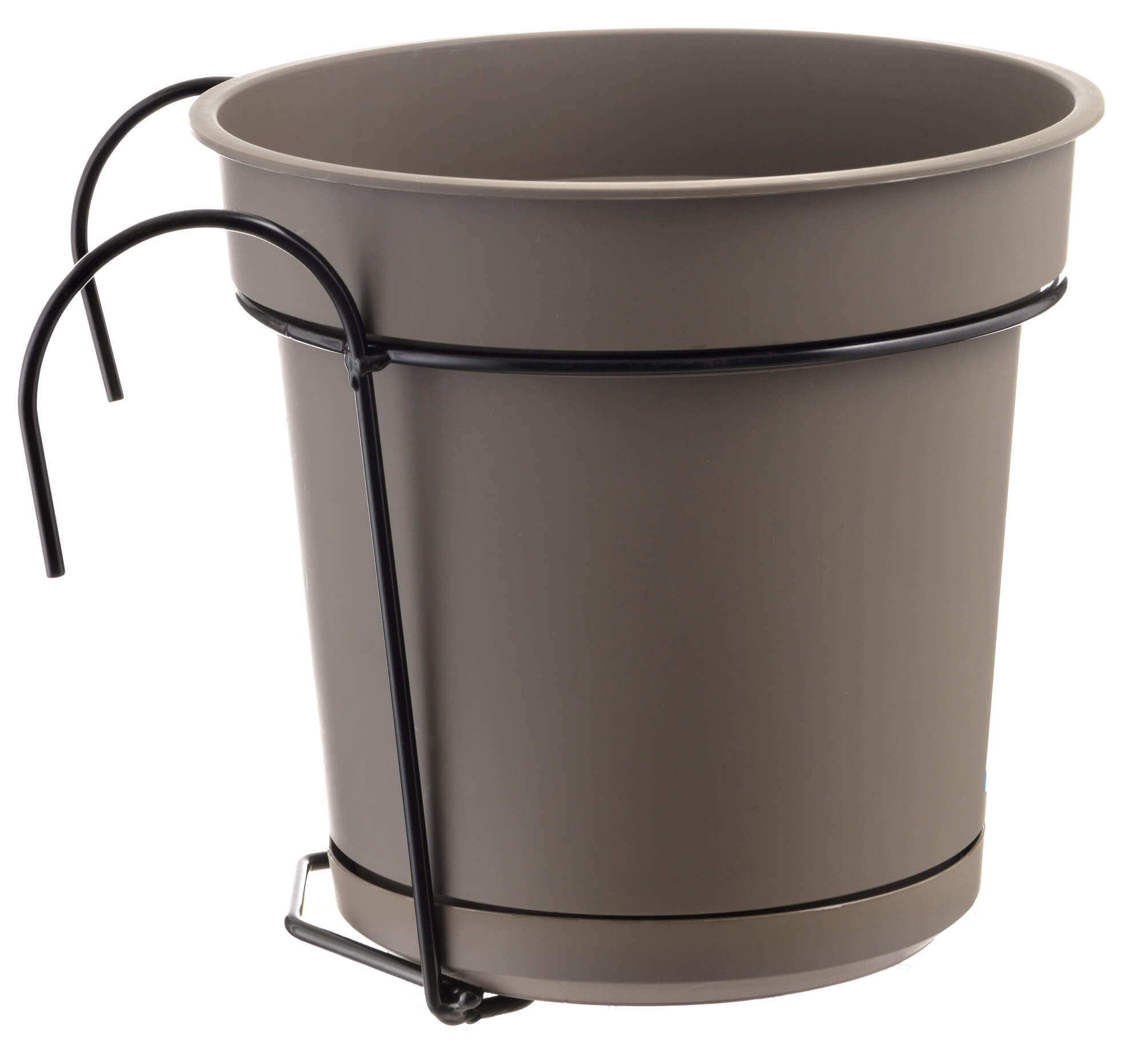 Vaso Ø23x21 cm in Polipropilene con Sottovaso e Ferro di Sostegno Tulli Kit Balcone Hydral 23 Bruno