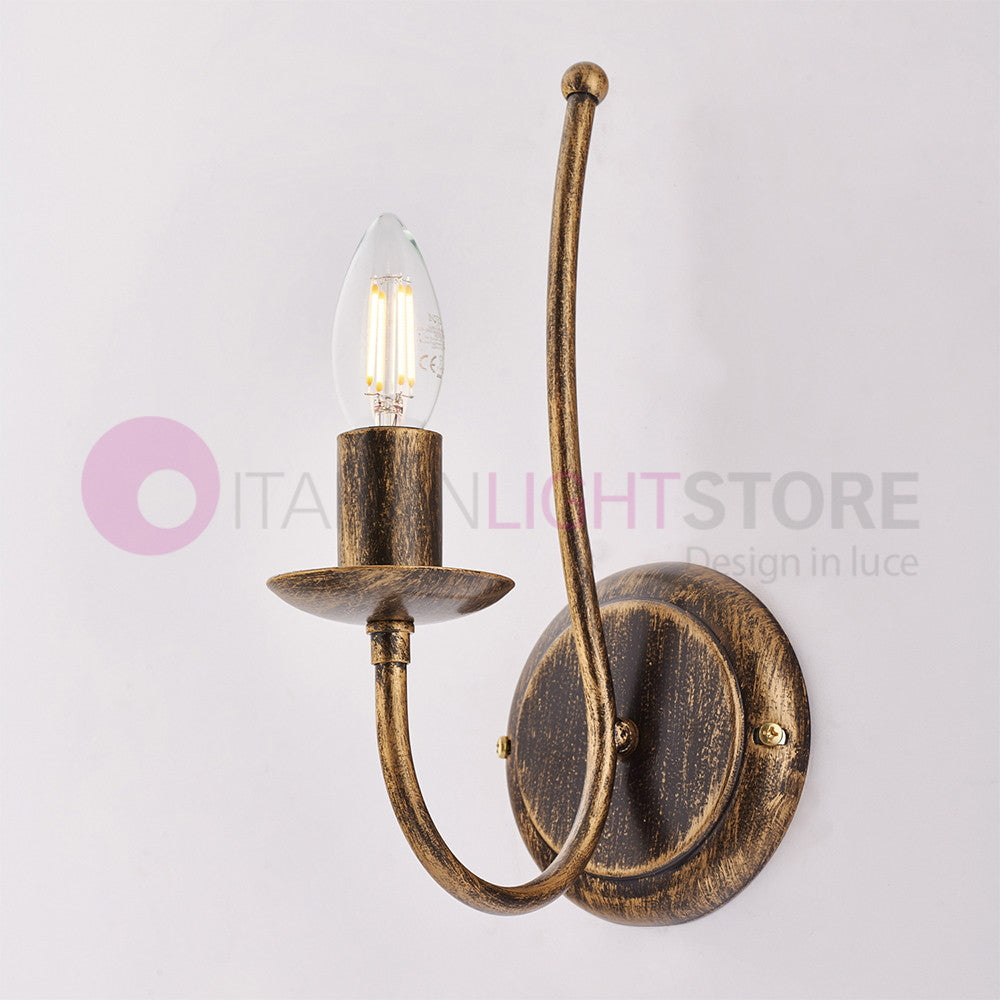 BAJA Applique a Parete Candelabro Ferro Rustico Marrone Oro