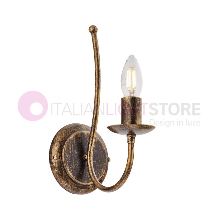 BAJA Applique a Parete Candelabro Ferro Rustico Marrone Oro