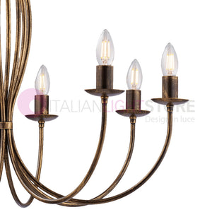 BAJA Lampadario Candelabro Ferro a 8 Luci Classico Marrone Oro