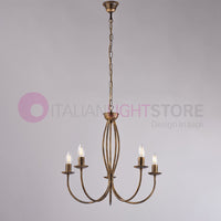 BAJA Lampadario Candelabro Ferro a 5 Luci Classico Marrone Oro