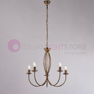 BAJA Lampadario Candelabro Ferro a 5 Luci Classico Marrone Oro