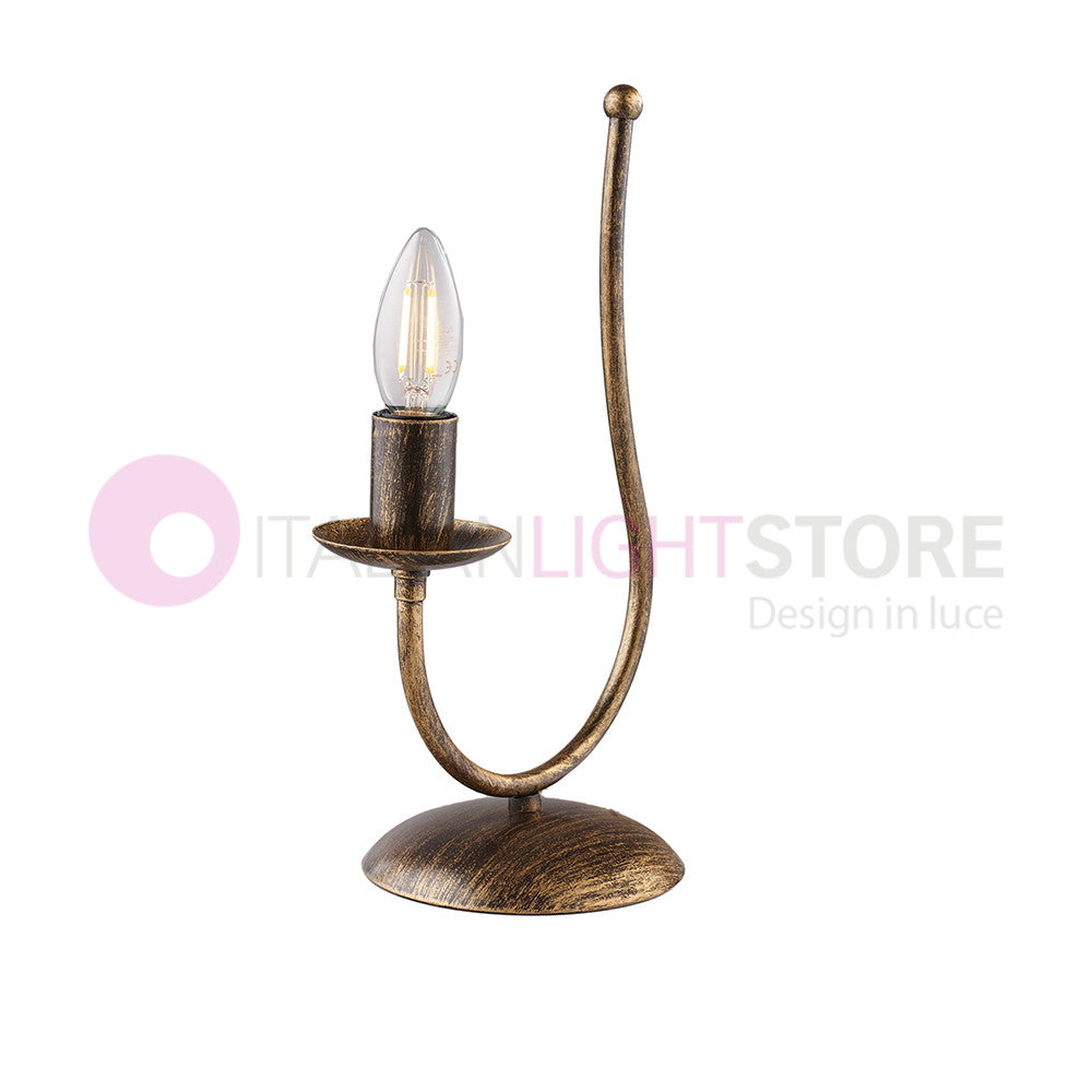 BAJA Lampada da comodino Candelabro Ferro Rustico Marrone Oro