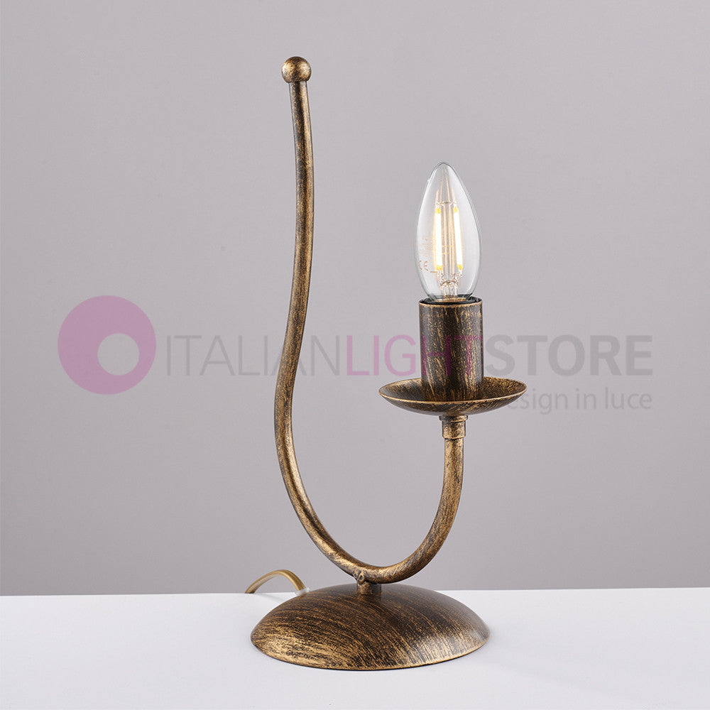 BAJA Lampada da comodino Candelabro Ferro Rustico Marrone Oro