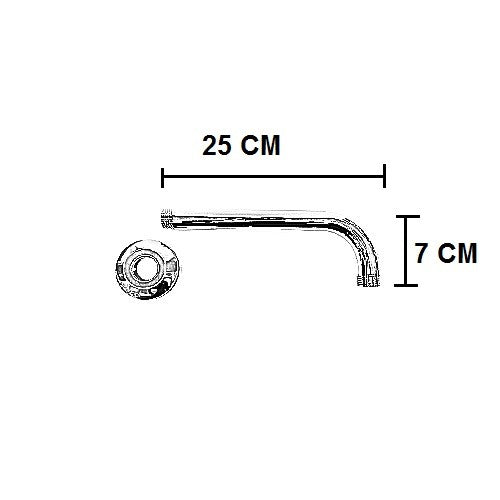 Braccio di sostegno per doccia in ottone cromato da 25 cm