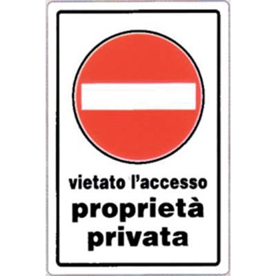 Targa segnaletica divieto accesso proprieta priv pp cm 20x30 (10 pezzi) 