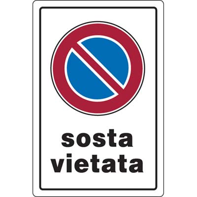 Targa segnaletica sosta vietata pp cm 20x30 (10 pezzi) 