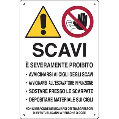 Targa segnaletica attenzione scavi pp cm 40x60 (10 pezzi) 