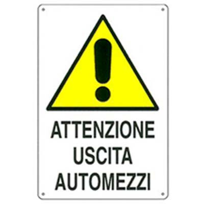 Targa segnaletica uscita automezzi pp cm 40x60 (10 pezzi) 