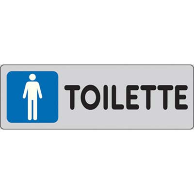 Targa segnaletica adesiva toilette uomo vinile cm 15x5 (10 pezzi) 