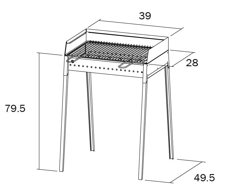 Barbecue a Carbone Carbonella 40x30 cm in Ferro Lisa Luxury Vesuvio