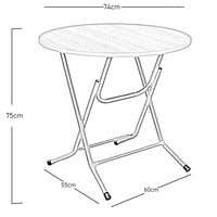 Tavolo richiudibile rotondo diam.80cm in ferro con piano effetto legno