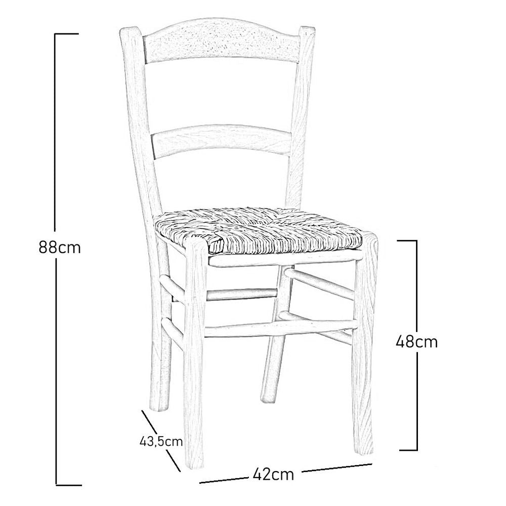 Sedia da pranzo marocca con seduta in paglia riso grezza da verniciare