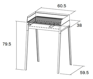 Barbecue a Carbone Carbonella 60x40 cm in Ferro Lisa Luxury Vesuvio