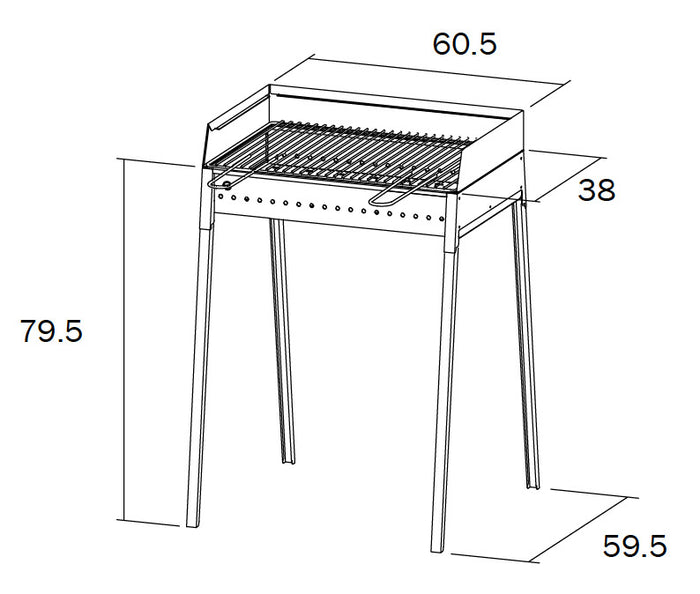 Barbecue a Carbone Carbonella 60x40 cm in Ferro Lisa Luxury Vesuvio