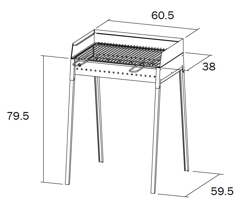 Barbecue a Carbone Carbonella 60x40 cm in Ferro Lisa Luxury Vesuvio