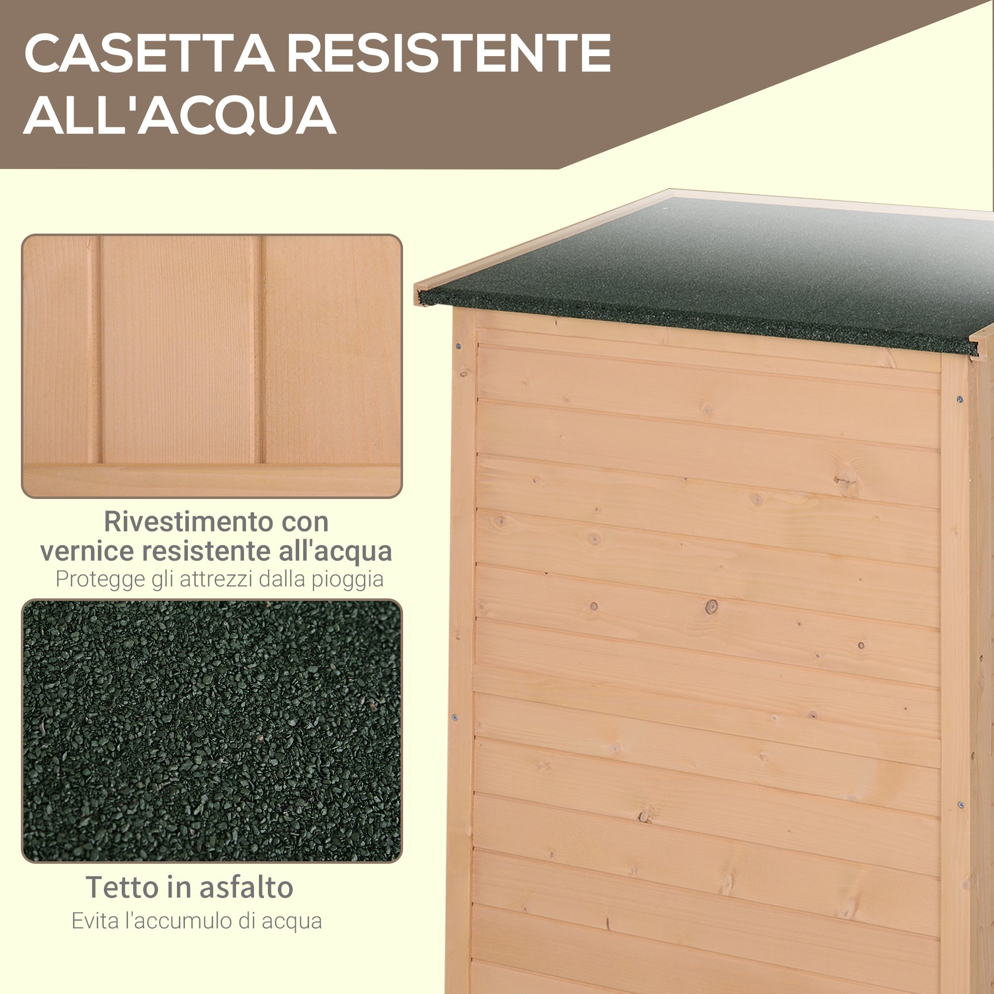 Casetta Box da Giardino in Legno di Abete 75x56x115 cm