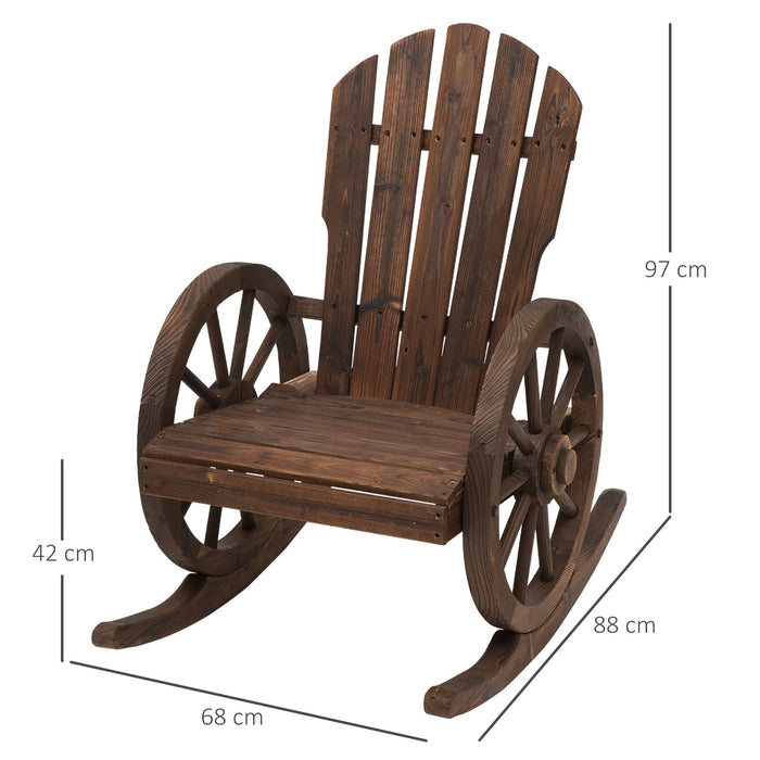 Sedia a Dondolo in Legno di Abete con 2 Ruote