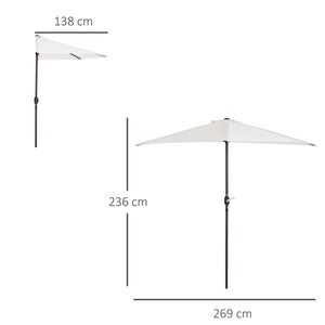 Ombrellone da Giardino Semicircolare da Parete 269x138x236 cm  Bianco