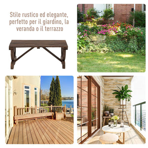 Panchina da Giardino 2 Posti 105x50x53 cm in Legno di Abete Effetto Bruciato  Design a Ruota