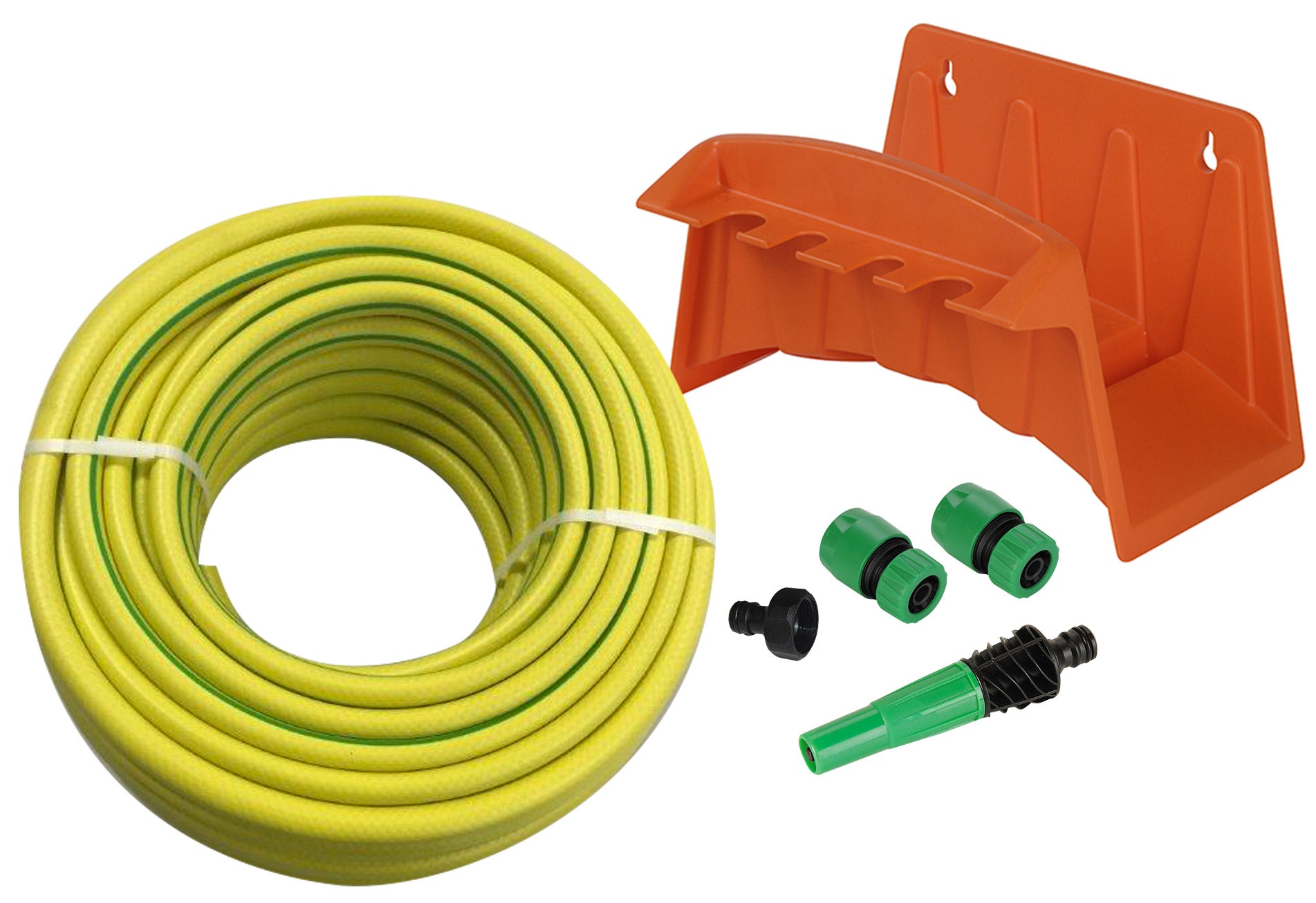 Kit Portatubo da Muro in Polipropilene con Tubo 25m e Accessori Arancione