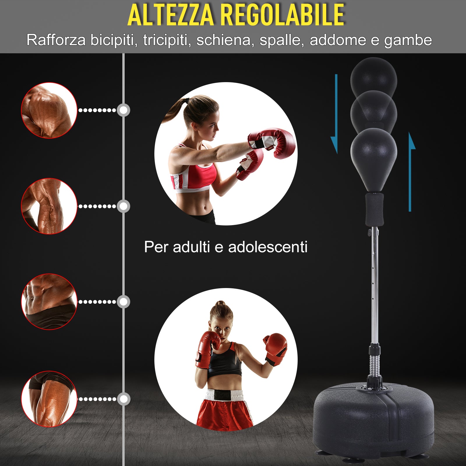 Punching Ball Sacco Boxe da Terra con Guantoni