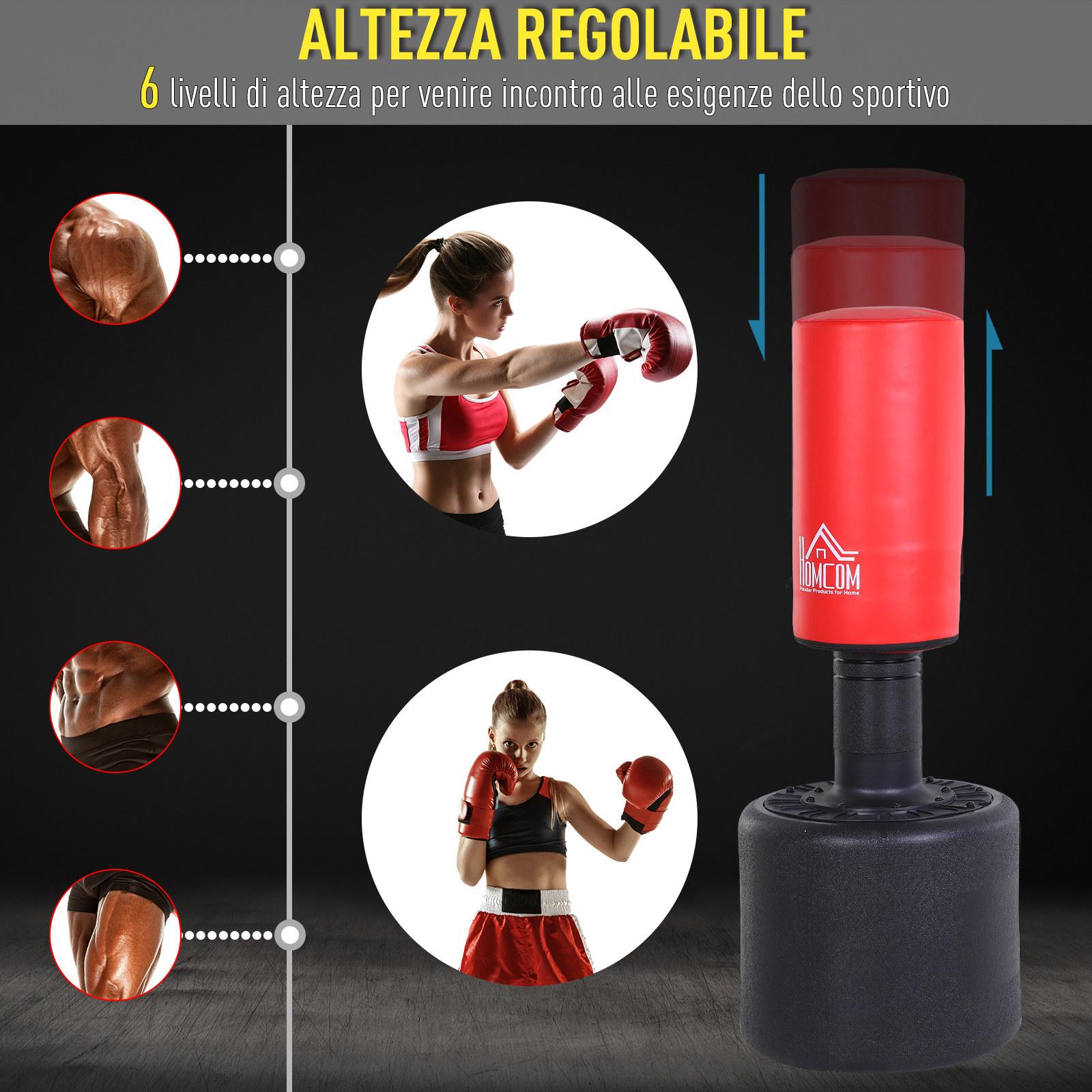 Sacco Boxe da Terra Allenamento MMA MUAY THAI KICK Boxing machine  Rosso e Nero