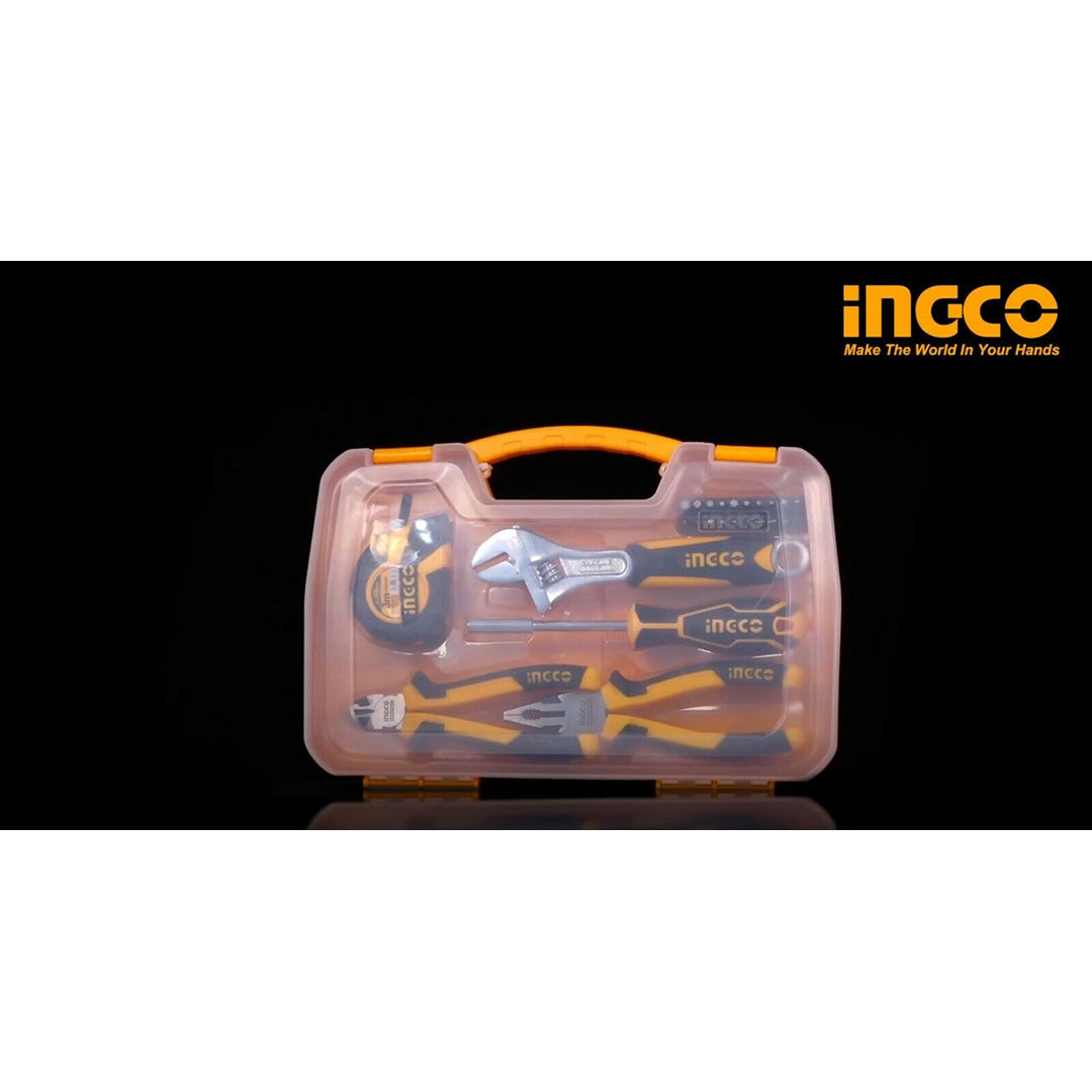 Valigetta set attrezzi utensili 25 pz Pinza Tronchese Chiave Flessometro Cacciaviti Inserti Ingco HKTH10258