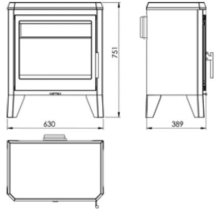 Stufa a Legna 7,1 kW 75,1x63x38,9 cm Nice Nera