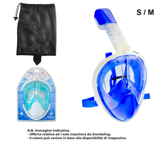 Maschera da Immersione Snorkeling Integrale 180° S/M per Bambino Vanzetti Blu