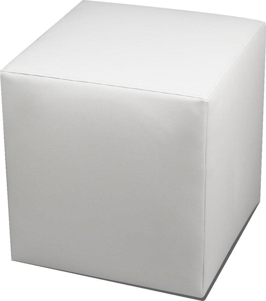 Pouf Poggiapiedi 42x42x44 cm in Similpelle Avalli Cubo Bianco