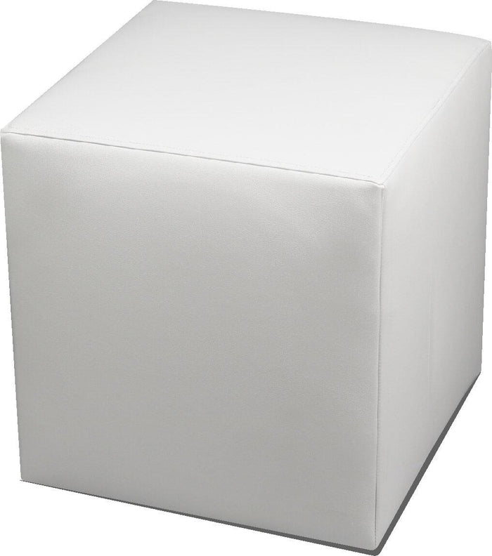 Pouf Poggiapiedi 42x42x44 cm in Similpelle Avalli Cubo Bianco