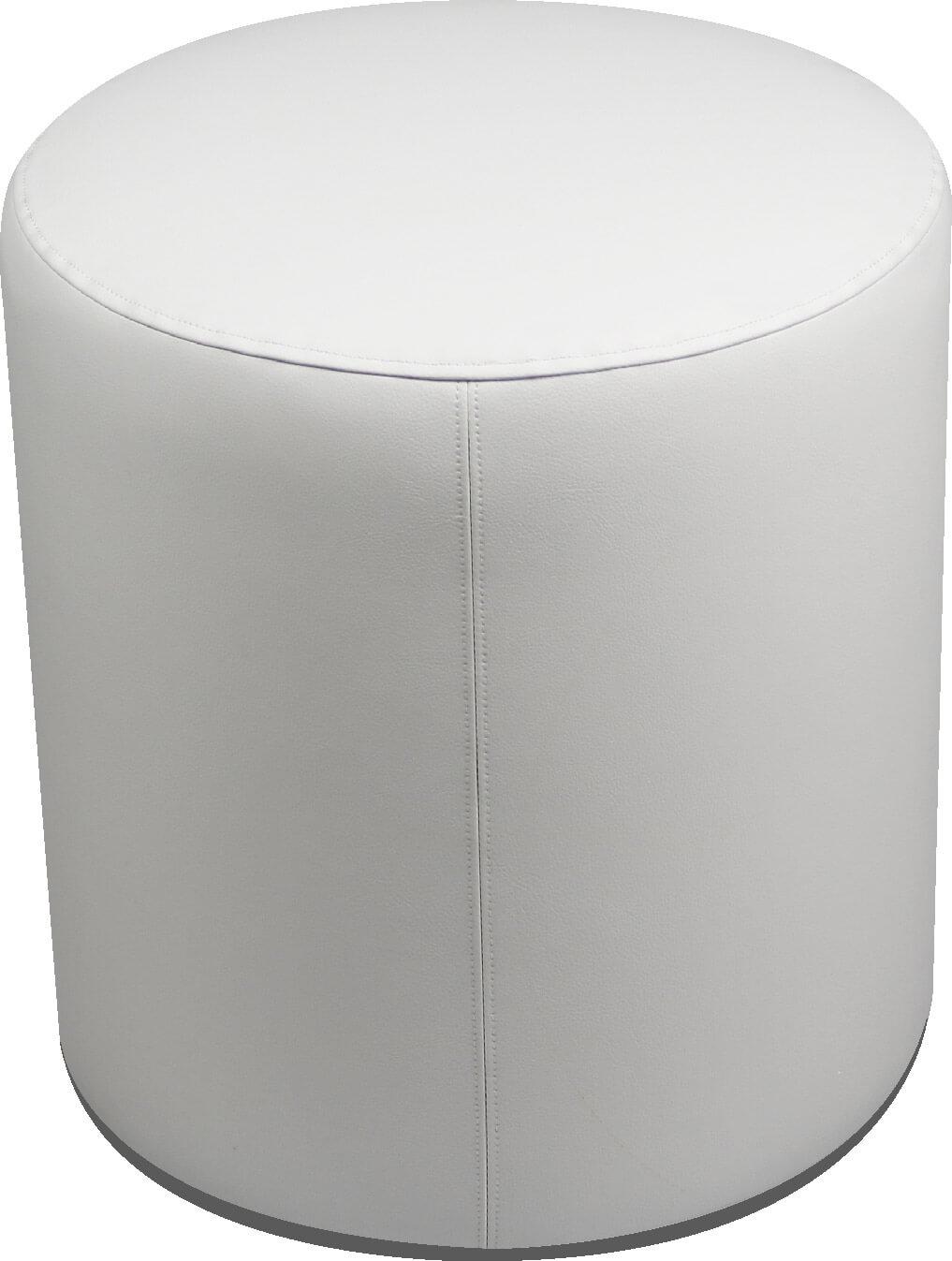 Pouf Poggiapiedi Ø80x44 cm in Similpelle Avalli Cilindro Bianco