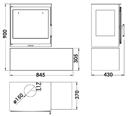 Stufa a Legna 7,1 kW 90x84,5x30,5 cm Charme Nera