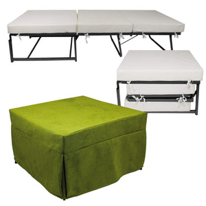 Pouf Letto Brandina con Materasso Pieghevole 78x78x47 cm Avalli Contract Verde