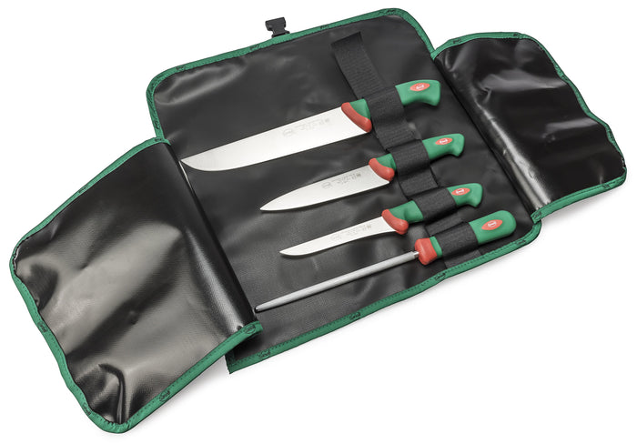 Set di Coltelli da Cucina 4 Pezzi Manico Antiscivolo Sanelli Premana Verde/Rosso