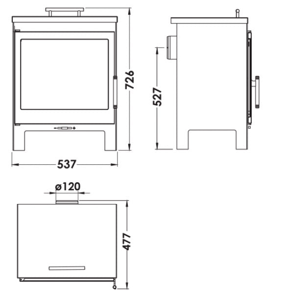 Stufa a Legna 8 kW 72,6x53,7x47,7 cm Dover Nera