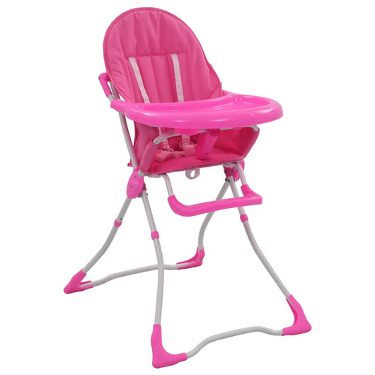 vidaXL Seggiolone Pappa per Bambini Rosa e Bianco