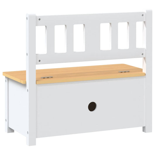 vidaXL Cassapanca per Bambini Bianca e Beige 60x30x55 cm in MDF