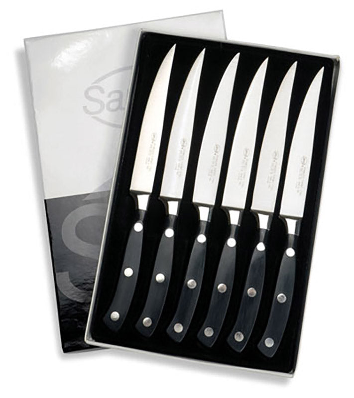 Set di Coltelli per Costata Lama 12 cm Manico Antiscivolo Sanelli Nero