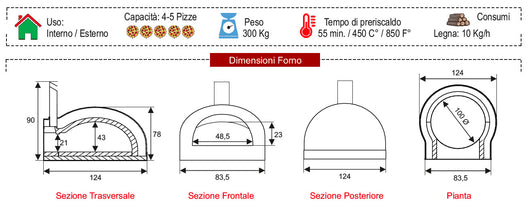 Forno a Legna da Esterno Cottura Diretta in Refrattario Zio Ciro Subito Cotto 100 Bianco