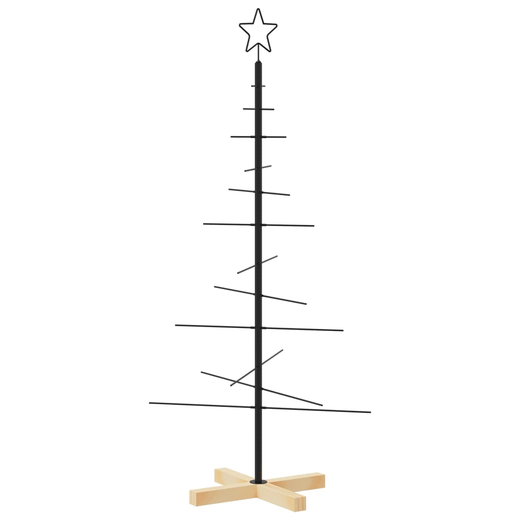 vidaXL Albero di Natale in Metallo con Base in Legno Nero 120 cm