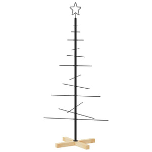 vidaXL Albero di Natale in Metallo con Base in Legno Nero 120 cm